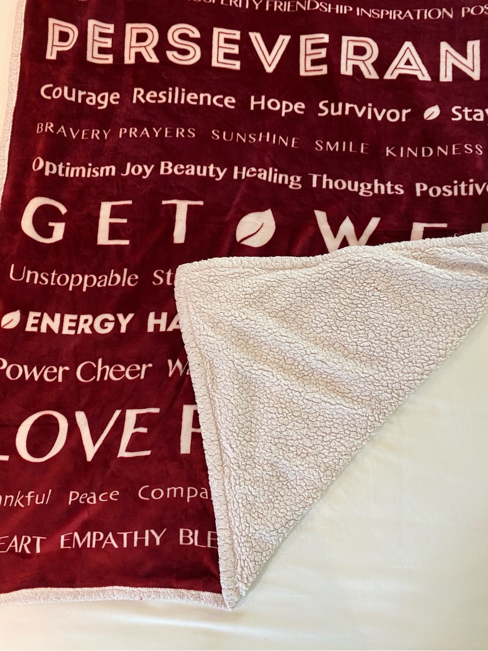 Red 'Perseverance' Get Well Plush Throw Blanket by - Picture 2 of 5